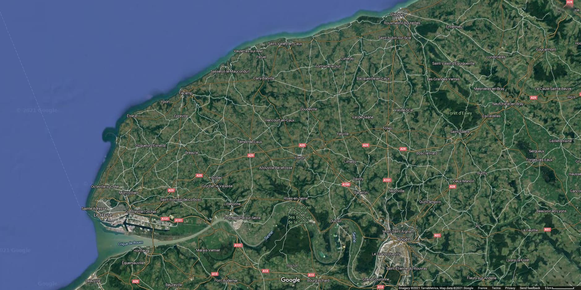 Carte de la région rouennaise